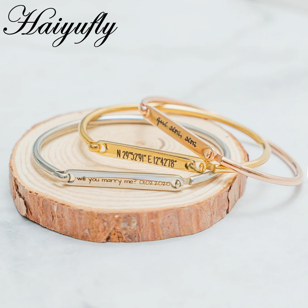 Men'S Accessories Jewelry Bracelet - Haiyufly Engrave Name Horseshoe Bracelet Stainless