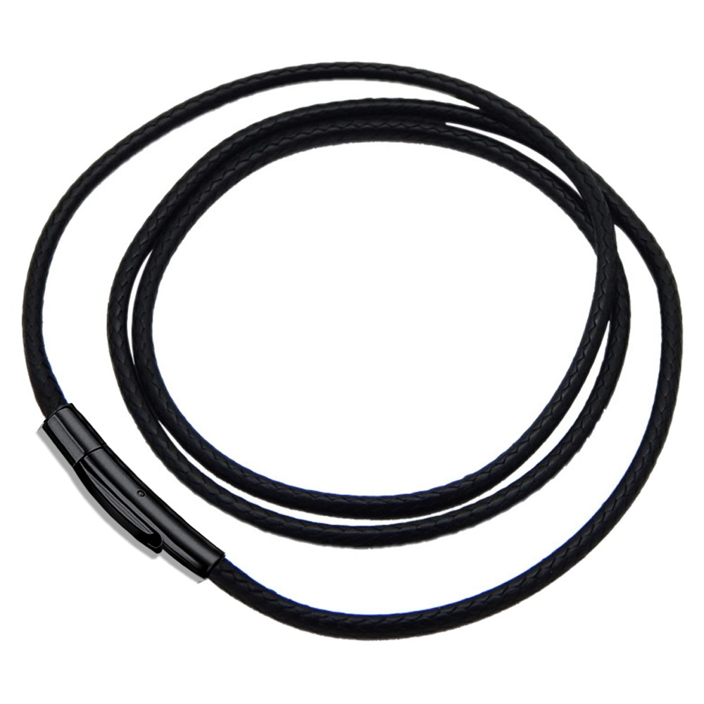 Men Accessories Necklace - 2MM/3MM 45/50/60cm Black Waterproof Braided Leather