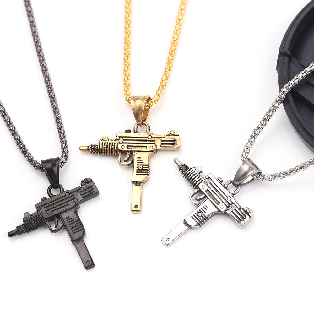 Punk Uzi Pistol Machine Gun Ne - Men Accessories Necklace recension och pris