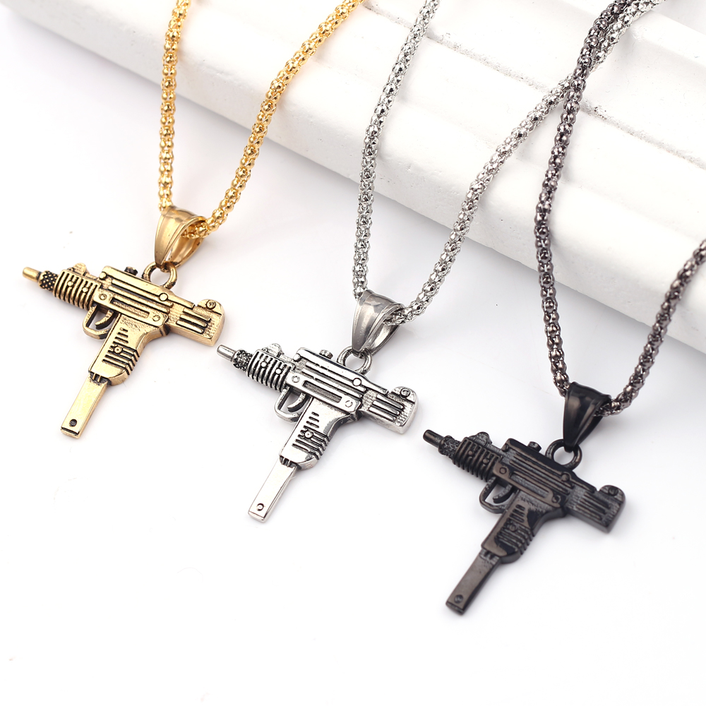 Punk Uzi Pistol Machine Gun Ne - Men Accessories Necklace recension och pris