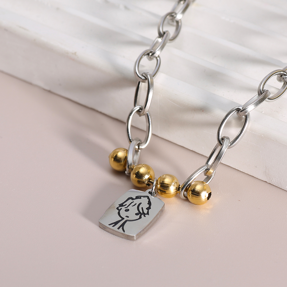 Boys Square Pendant Necklace S - Men'S Accessories High End recension och pris